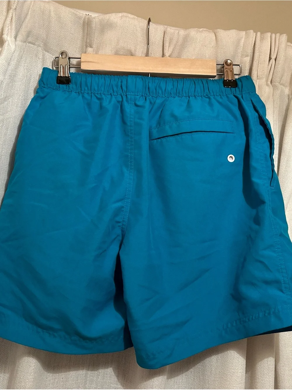 Original Penguin Teal Blue Men’s Swim Trunks with White Logo